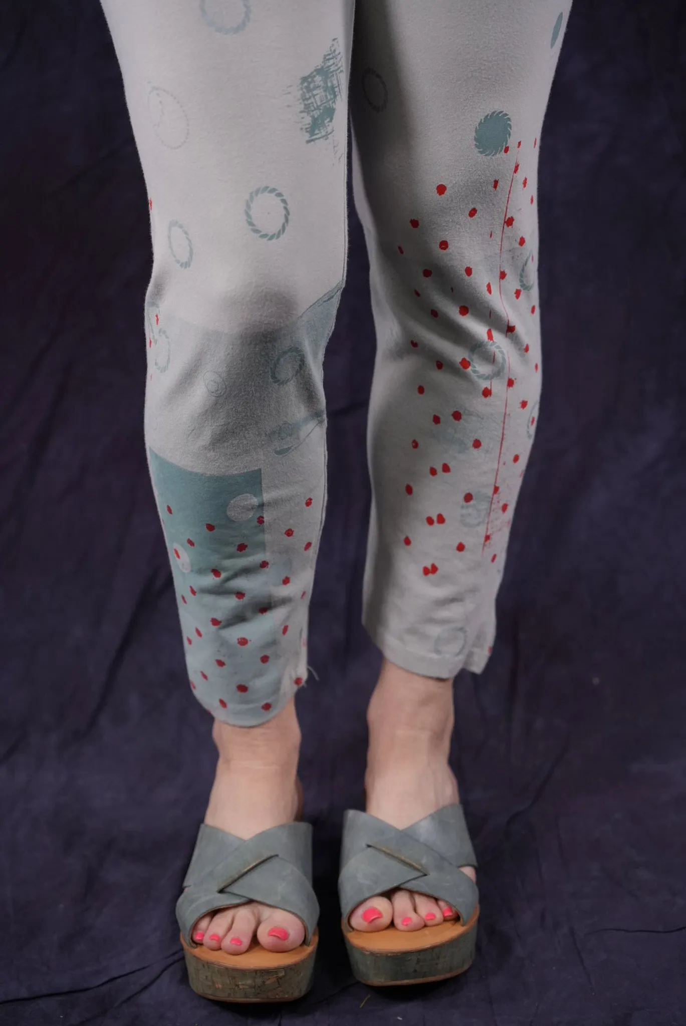 3167 Crop Legging Clouds-P