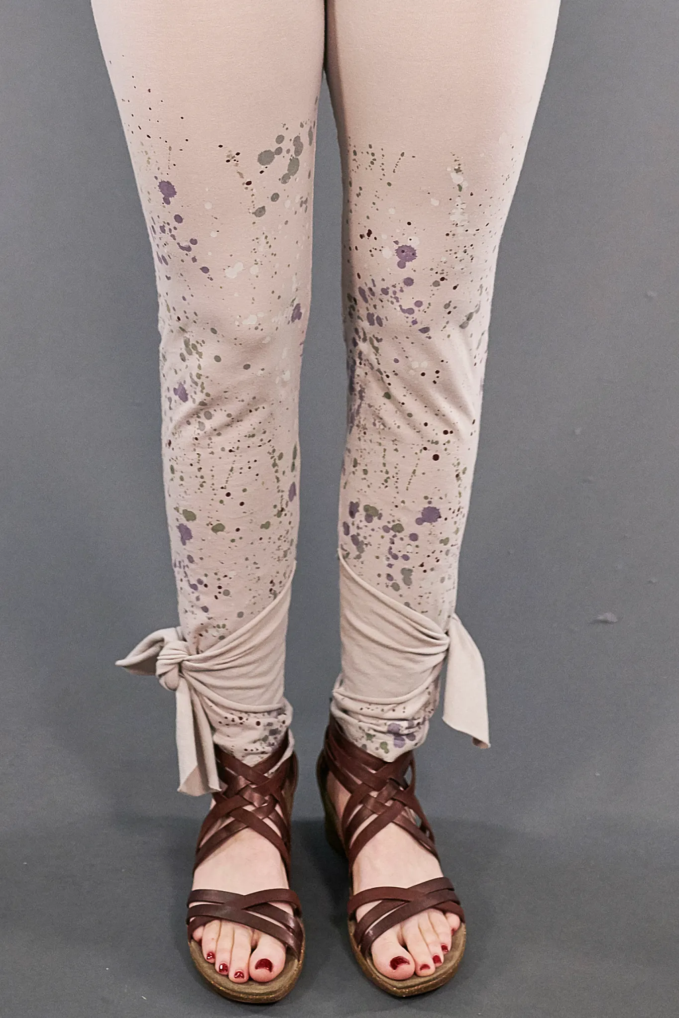3185 Hand Printed Side Wrap Legging Malva-P