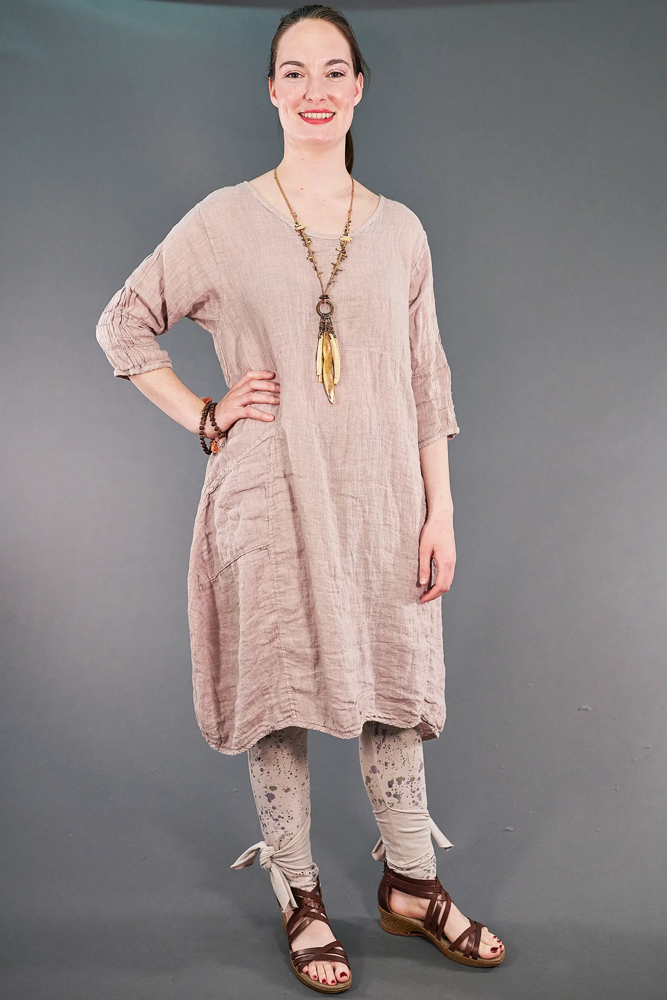 3185 Hand Printed Side Wrap Legging Malva-P