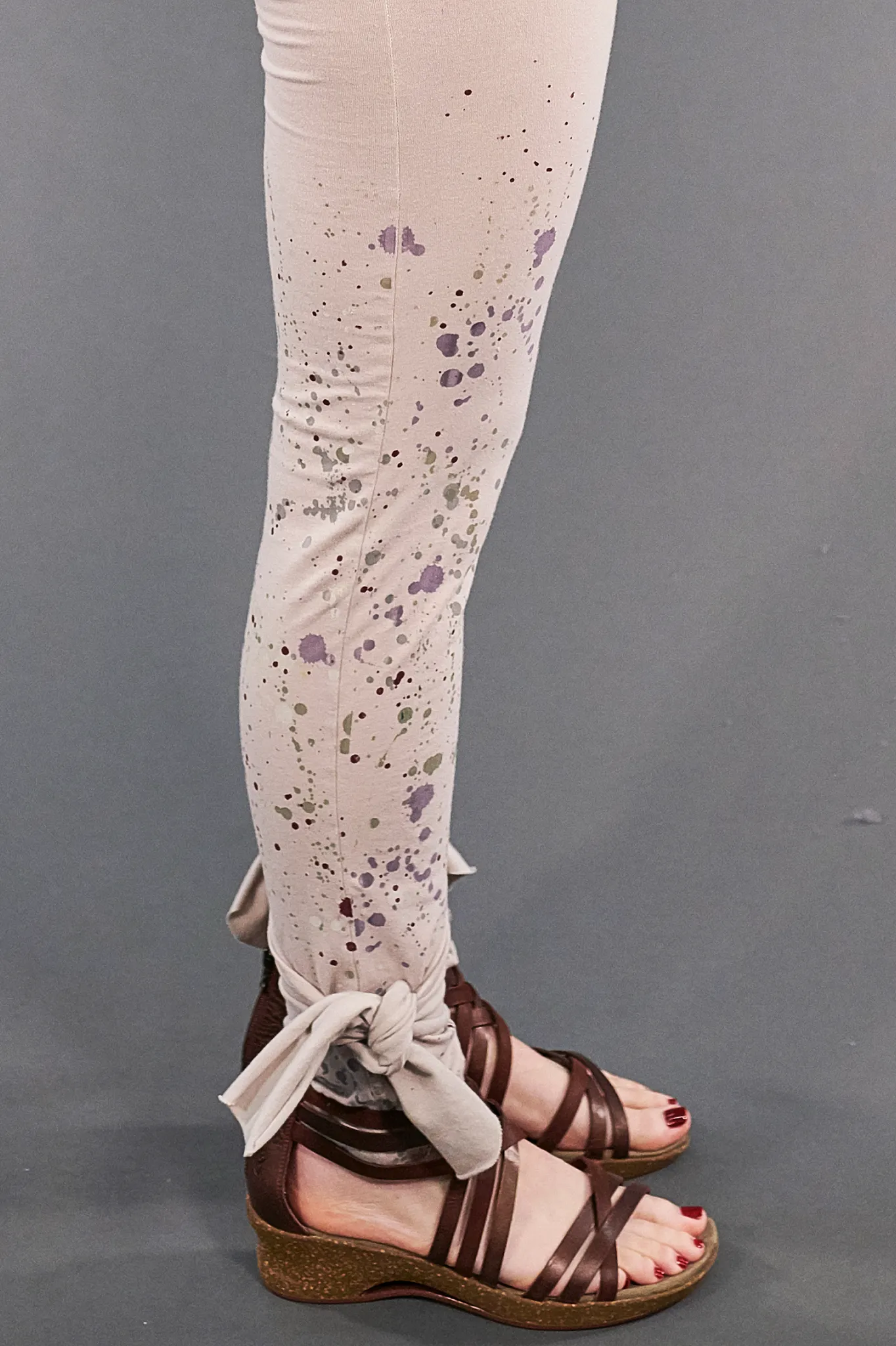 3185 Hand Printed Side Wrap Legging Malva-P