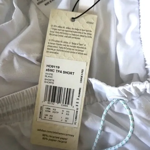 Adidas Stella McCartney Revolve  TPA asmc  Running Shorts White XS NWT