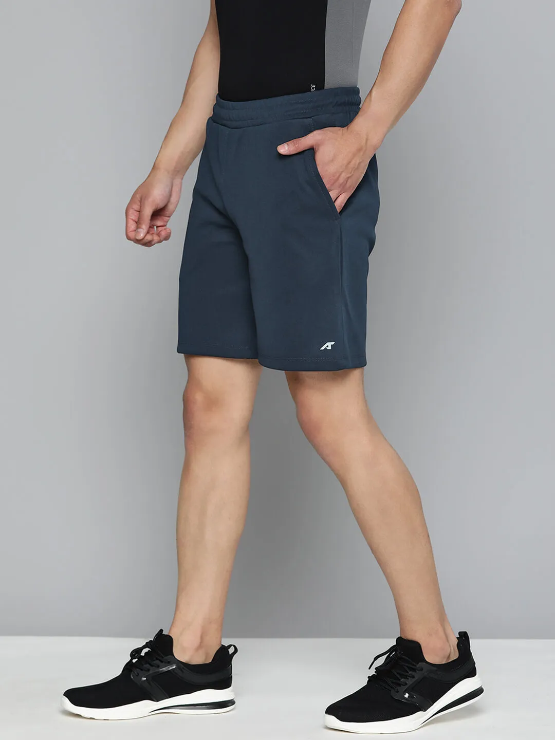 Alcis Men Navy Blue Slim Fit Training or Gym Sports Shorts