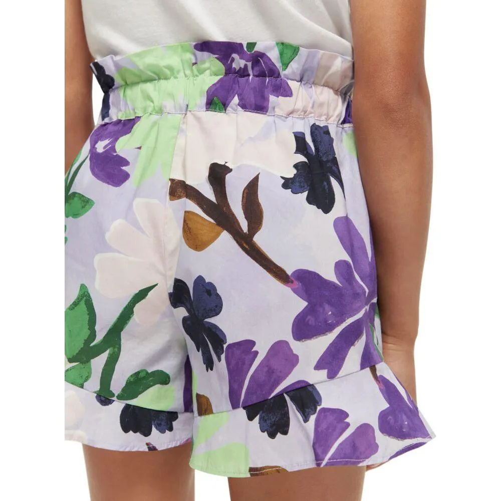 All-Over Printed Ruffle Hem Shorts