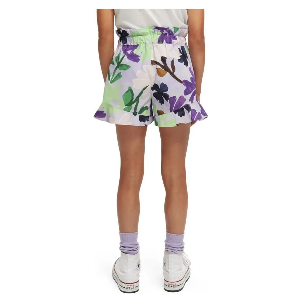 All-Over Printed Ruffle Hem Shorts