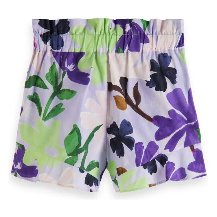 All-Over Printed Ruffle Hem Shorts