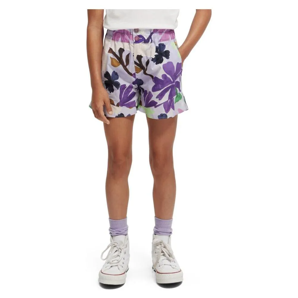 All-Over Printed Ruffle Hem Shorts