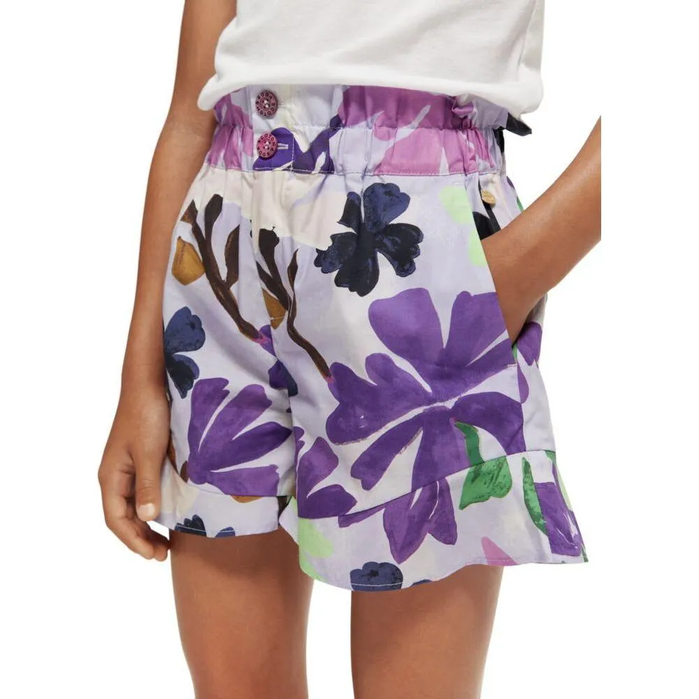 All-Over Printed Ruffle Hem Shorts