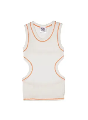 BACKLESS TANK DRESS - WHITE/ORANGE