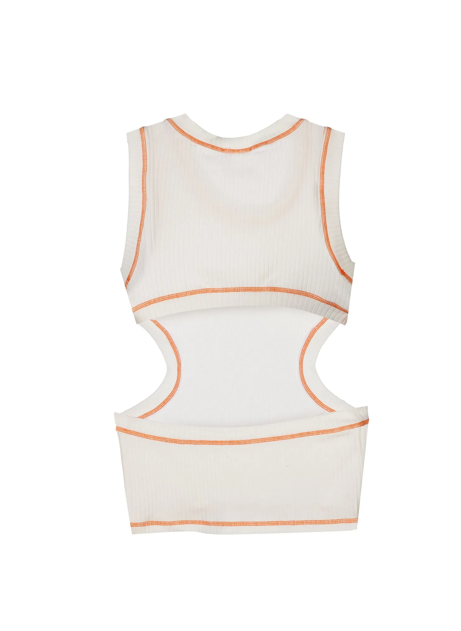 BACKLESS TANK DRESS - WHITE/ORANGE