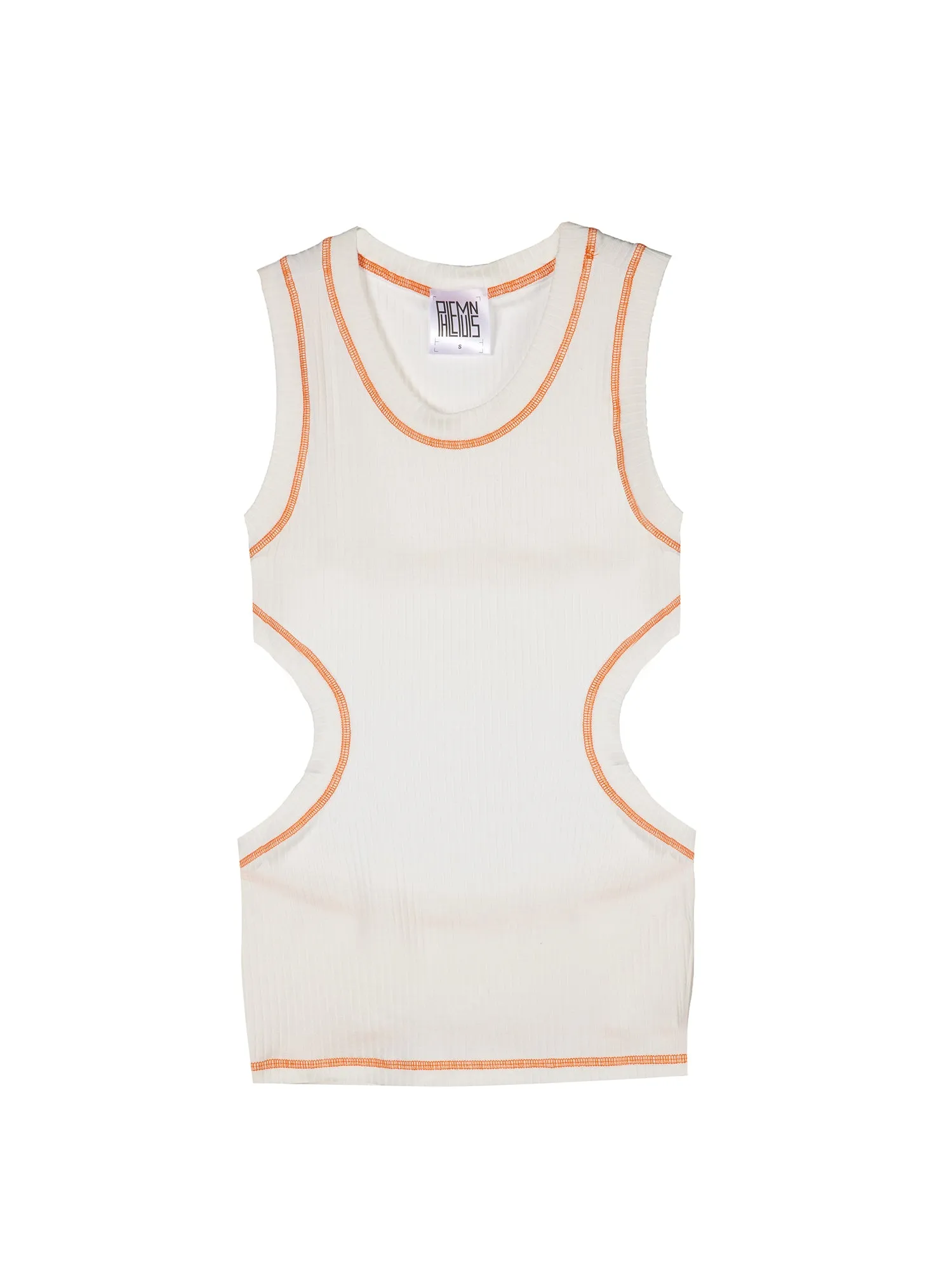 BACKLESS TANK DRESS - WHITE/ORANGE