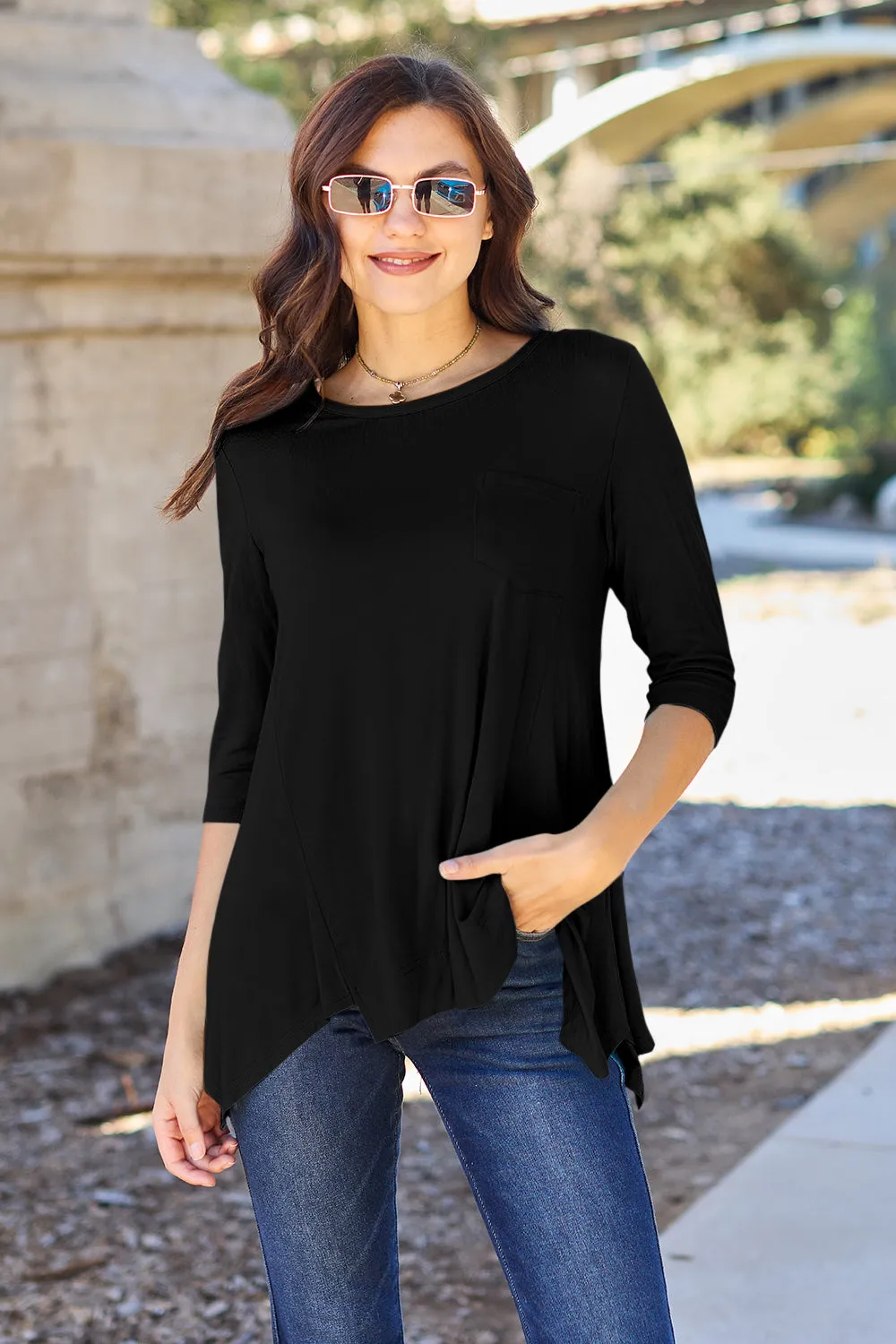Basic Bae Round Neck Pocketed T-Shirt