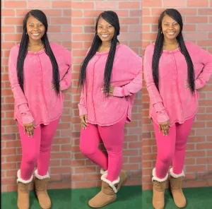 Basic Cotton Leggings (Fuchsia)