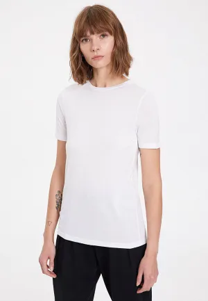 Beyaz Basic Bisiklet Yaka Viskon Kadın T-Shirt ESSENTIALS CREW NECK LOOSE