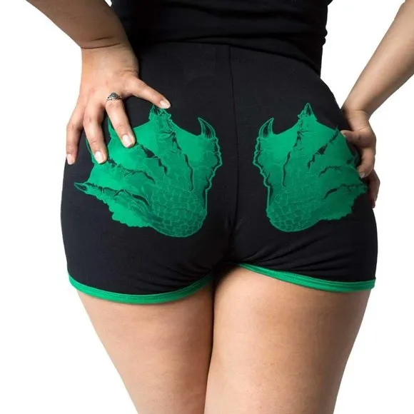 Black Green Creature Running Shorts S-M-L-XL-2XL-3XL NWT