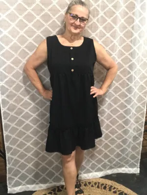 Black Tank Dress with ruffle hem
