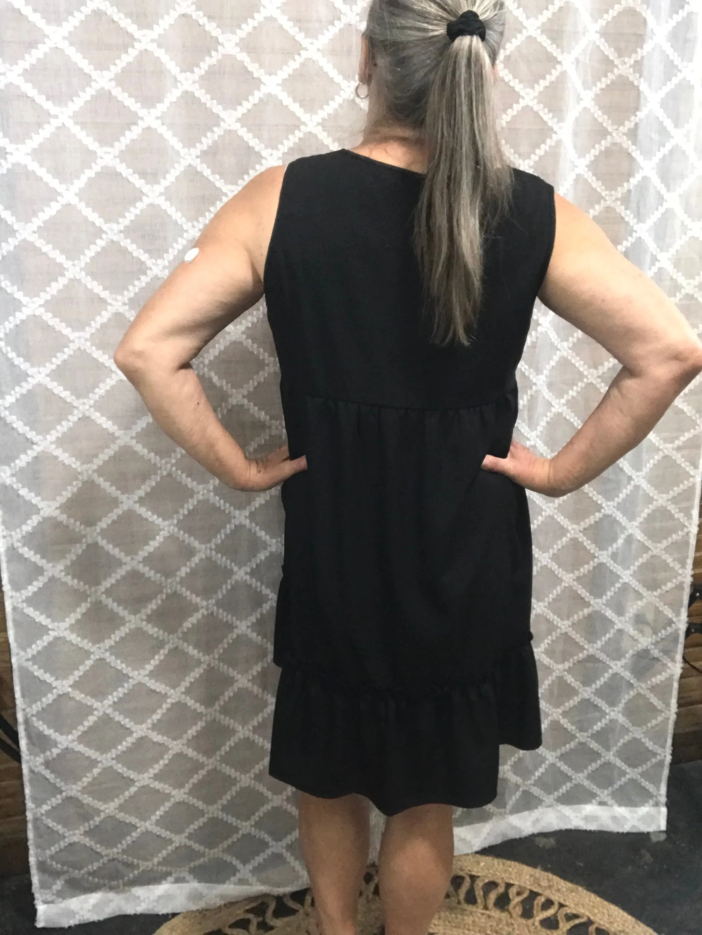 Black Tank Dress with ruffle hem