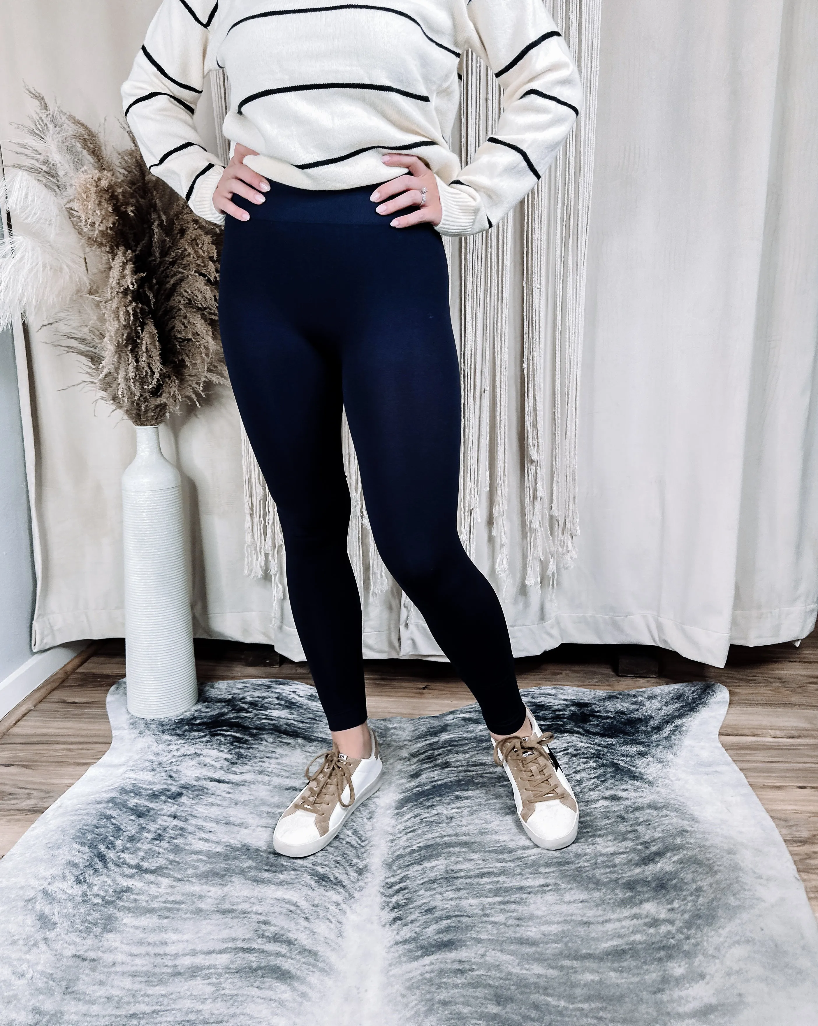 Black Thick Banded Leggings
