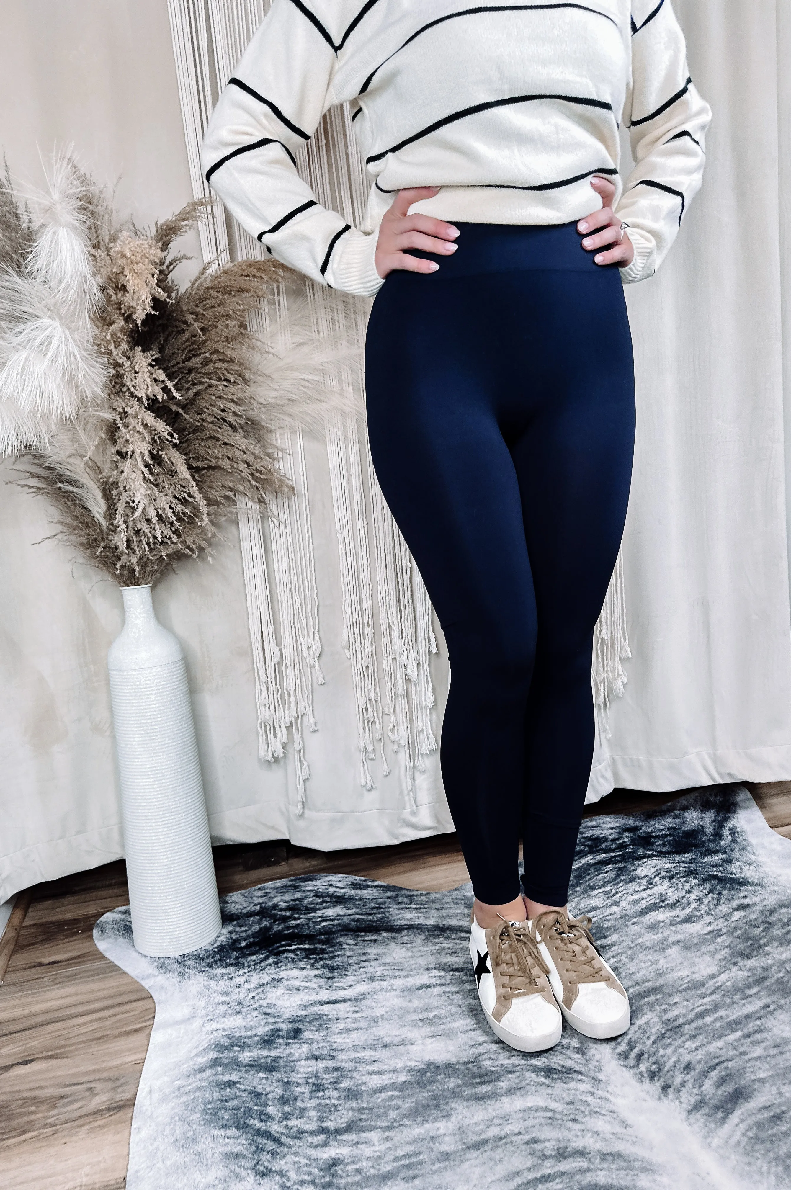 Black Thick Banded Leggings