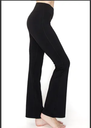 Black V-Waist Detail Flare Bottom Yoga Pant
