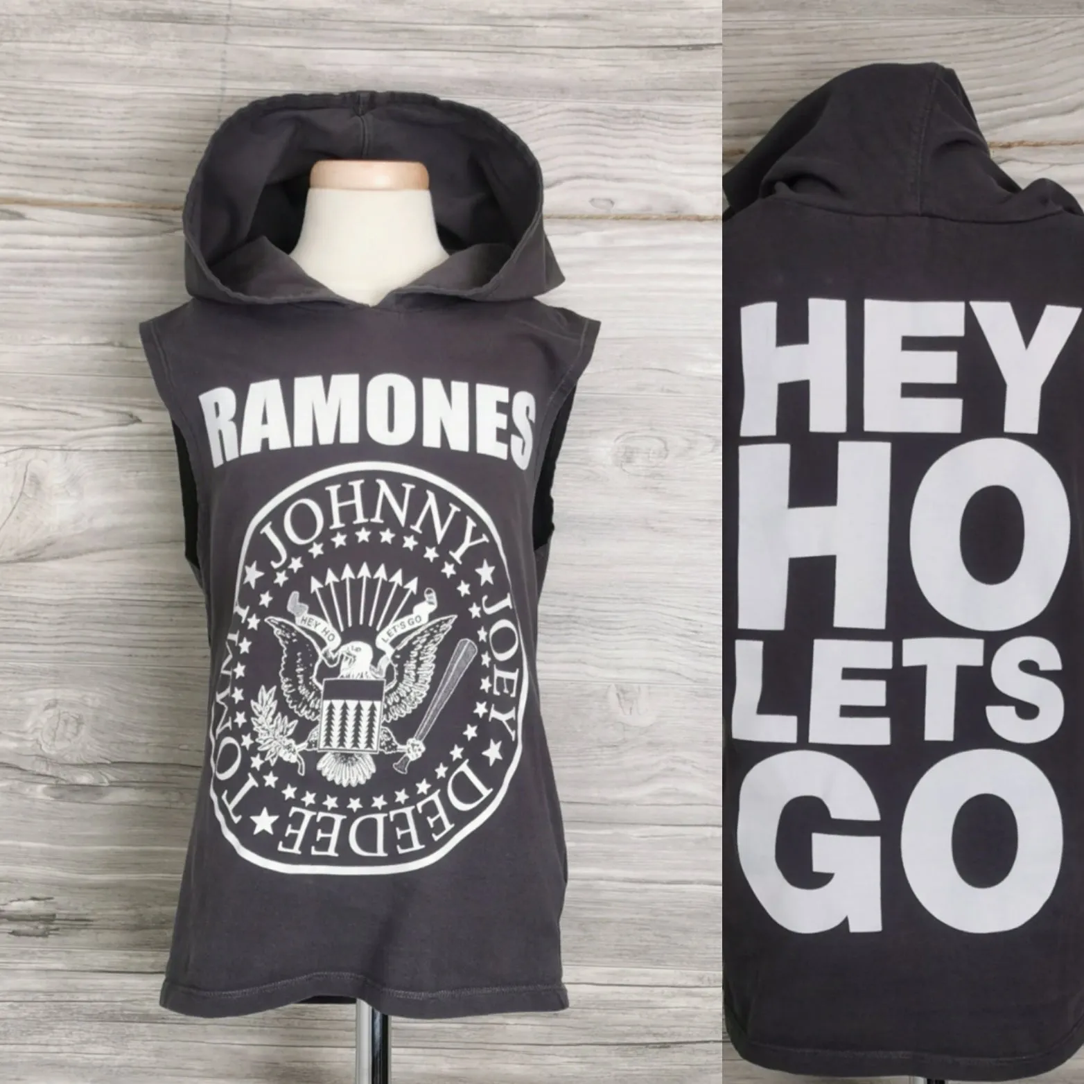 BOY SIZE 6/8 YEARS - H&M, Ramones Graphic Hooded Tank EUC B3