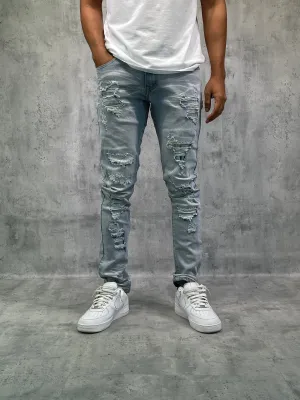 BT-BTP23095-Rip & Repair Slim Tapered Fit Denim Pants