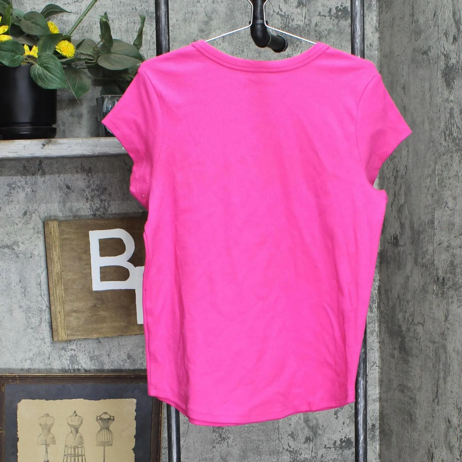 Buffalo Womens Ribbed Short Sleeve Round Neck T-Shirt Tee 1782655