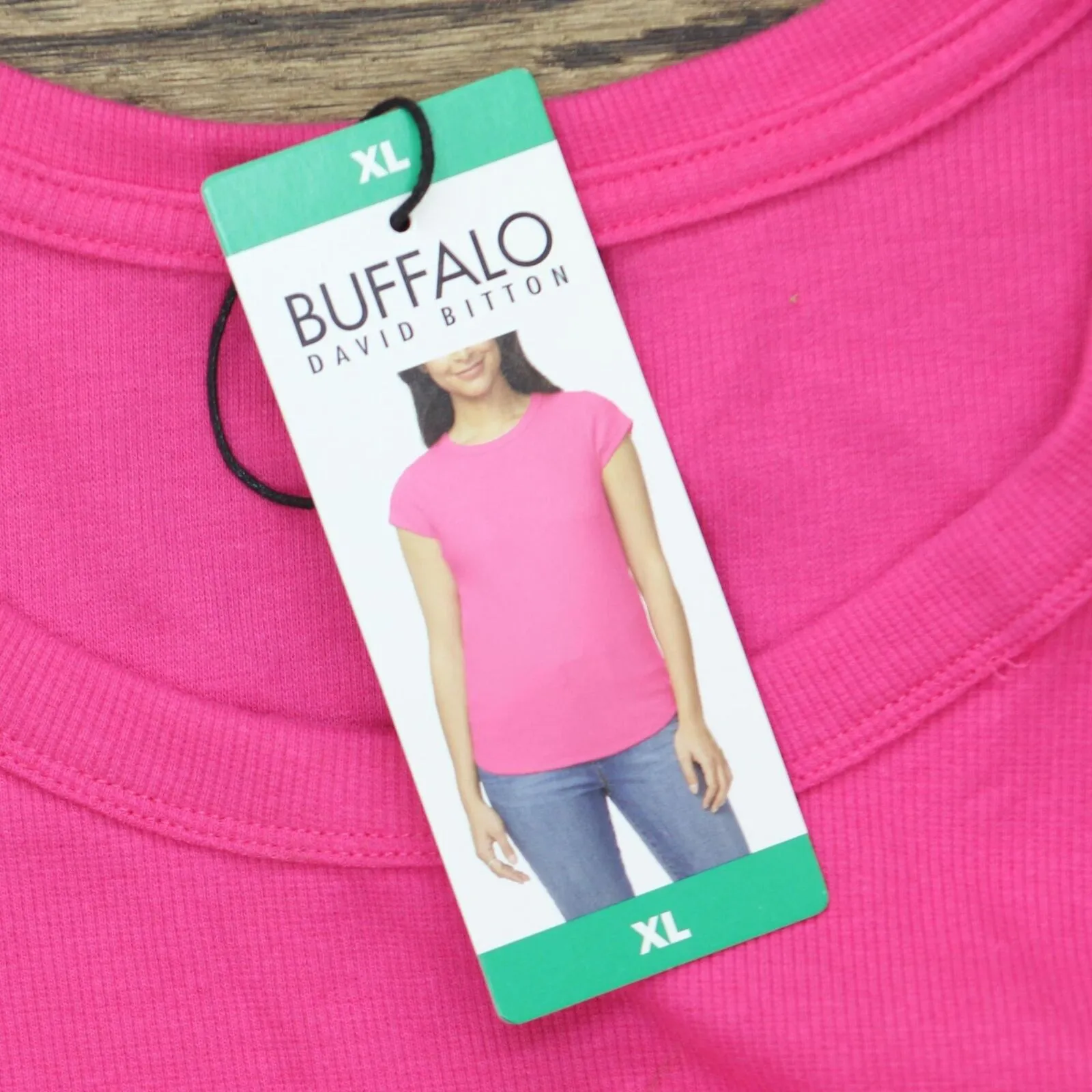 Buffalo Womens Ribbed Short Sleeve Round Neck T-Shirt Tee 1782655