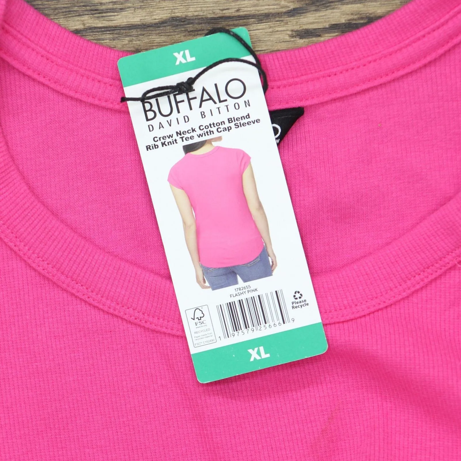 Buffalo Womens Ribbed Short Sleeve Round Neck T-Shirt Tee 1782655