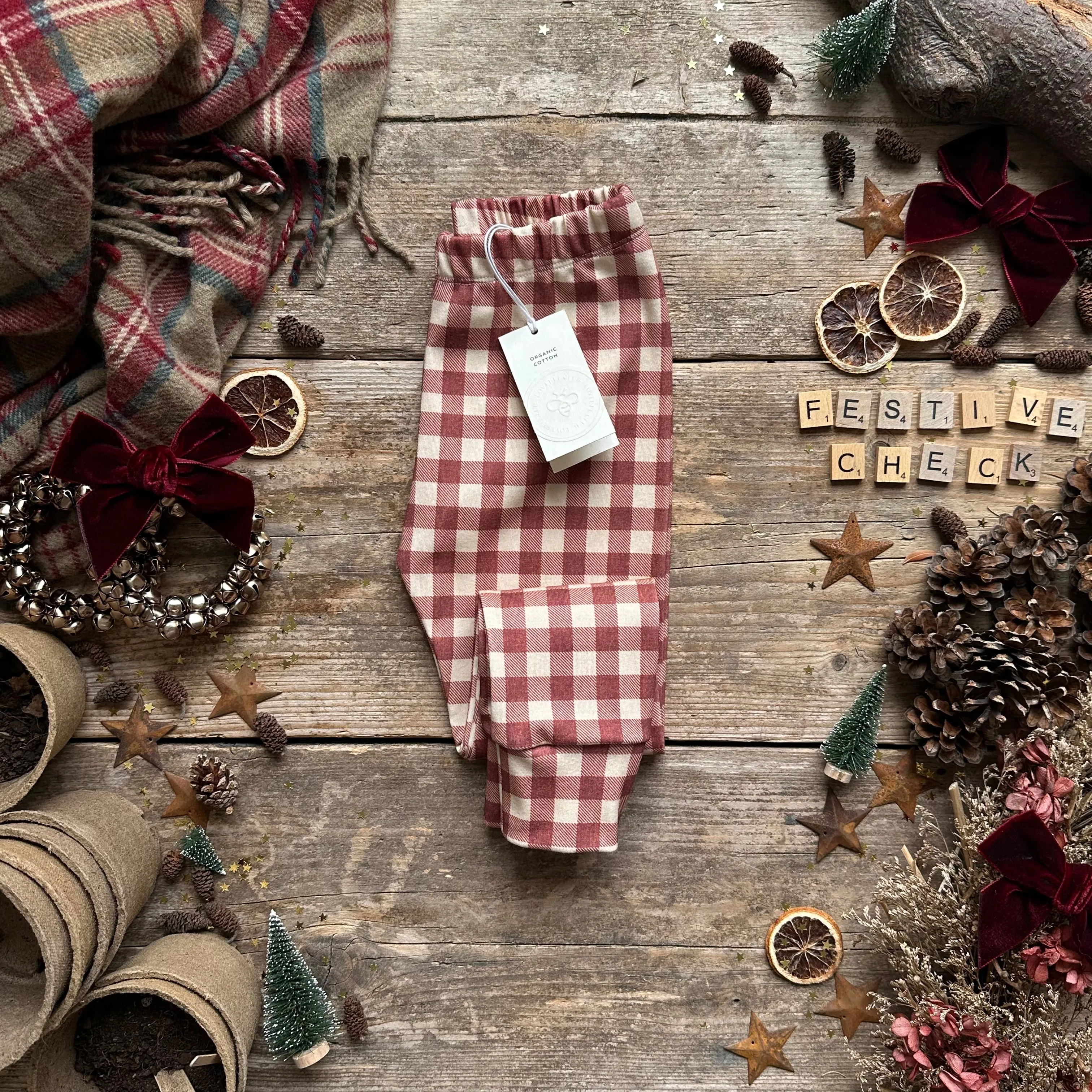 Burgundy Check Slim Leggings | Ready To Post
