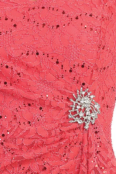 Celavie 6038 Short Sleeved Short Side Gathered Knee Length Dress