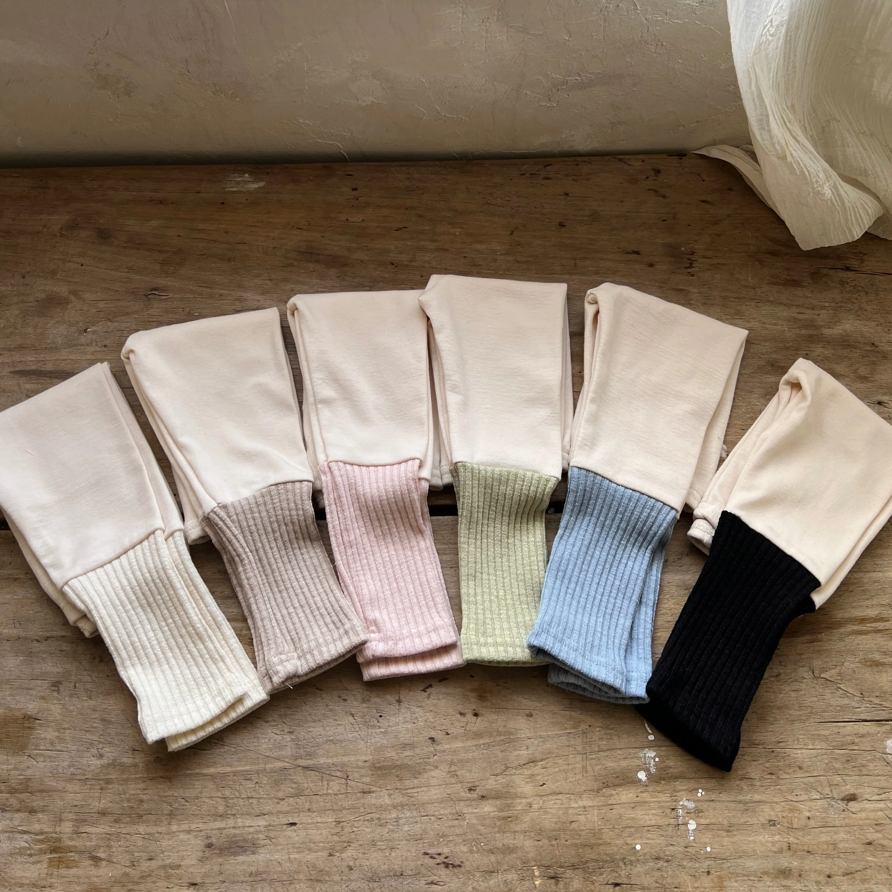 Chewy Rib Contrast Leggings- Dusty Blue