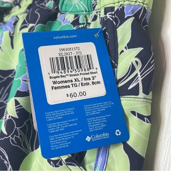 Columbia Bogata Bay Stretch Printed Shorts Key West Lakeshore Flora XL or XXL