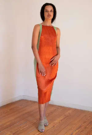 Contorno Dress in Rust/Green