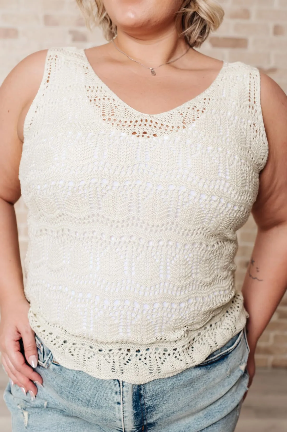 Crochet Summer Sweater in Oatmeal