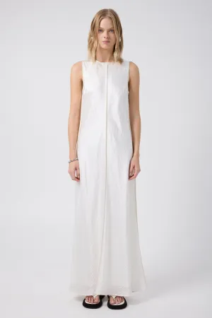 CRUSH CONTRAST BIND MAXI TANK DRESS | WHITE & CREAM