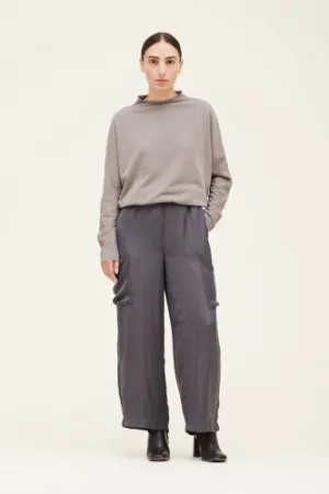 Dark Slate Satin Cargo Pants