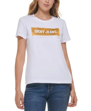 Dkny Jeans Women's Newspaper-Logo Short-Sleeve T-Shirt E23FCDNA