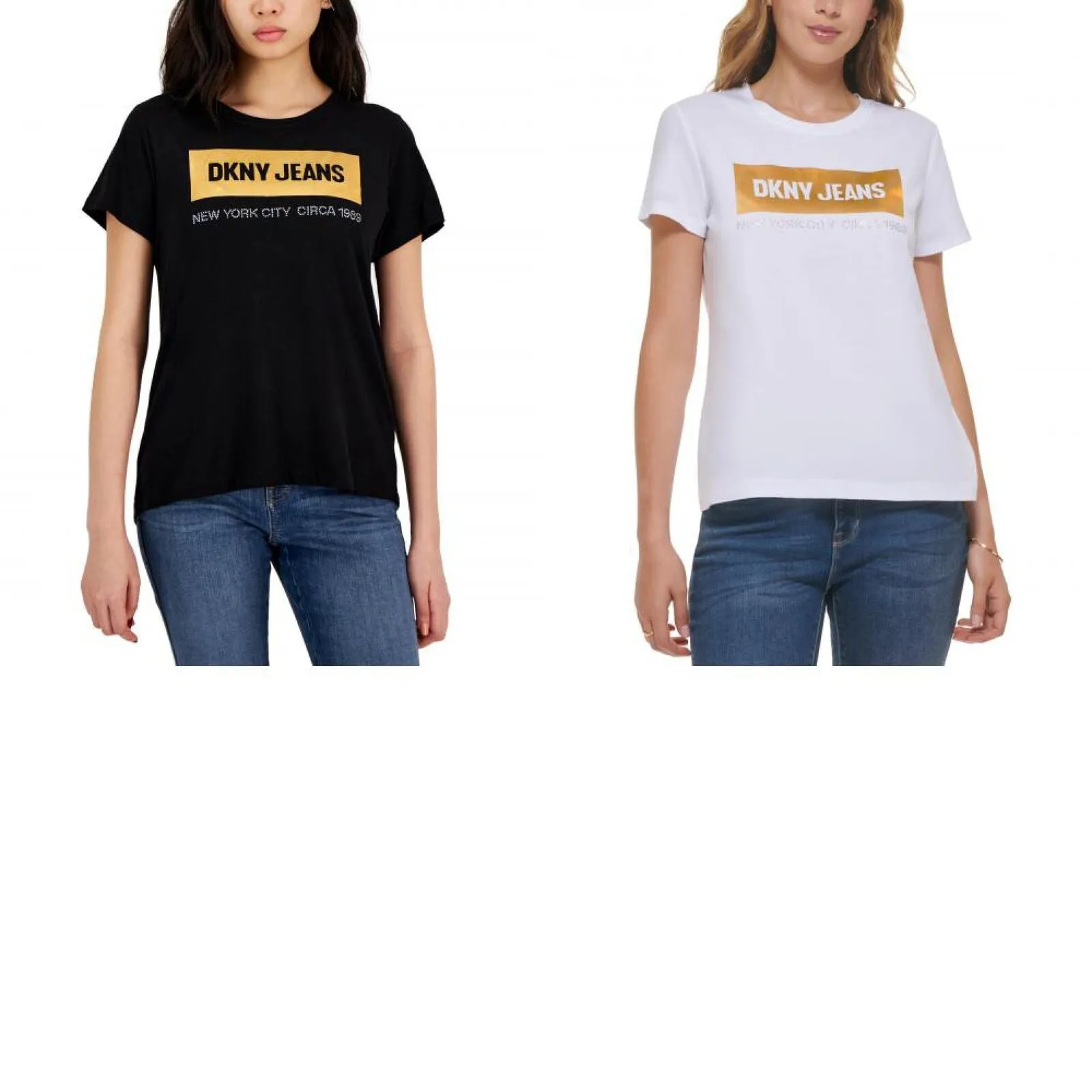 Dkny Jeans Women's Newspaper-Logo Short-Sleeve T-Shirt E23FCDNA