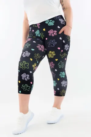 Doodle Paws - Casual - Capri Leggings - Pockets