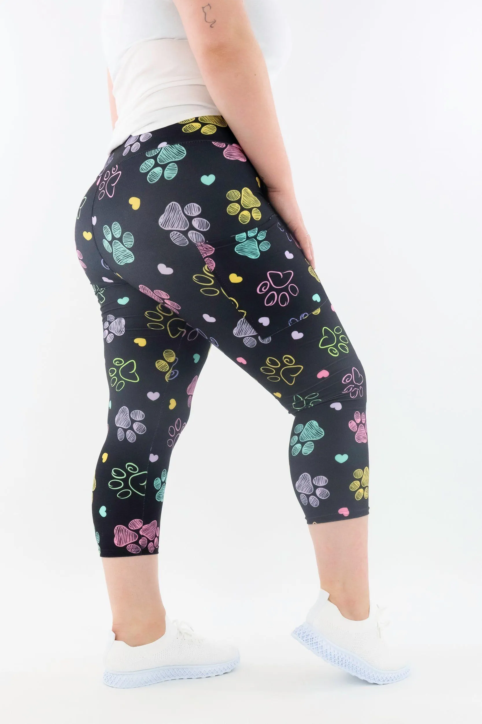 Doodle Paws - Casual - Capri Leggings - Pockets