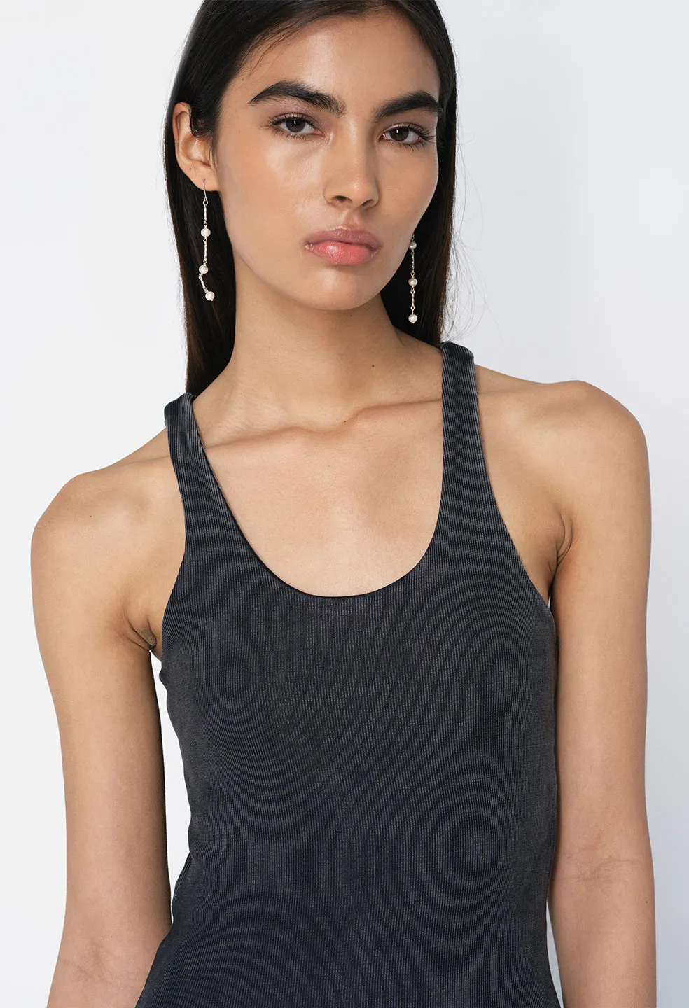 Gemini Rib Bandeau Dress / Mineral Wash Black