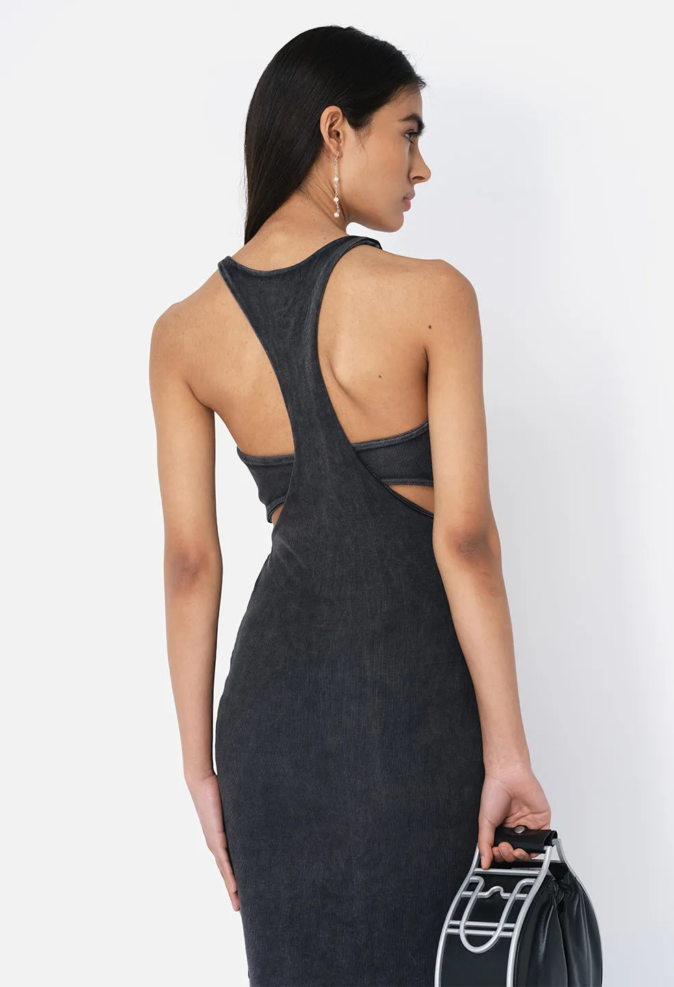 Gemini Rib Bandeau Dress / Mineral Wash Black