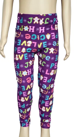 Girls Christmas Leggings"Peace Love, Joy"