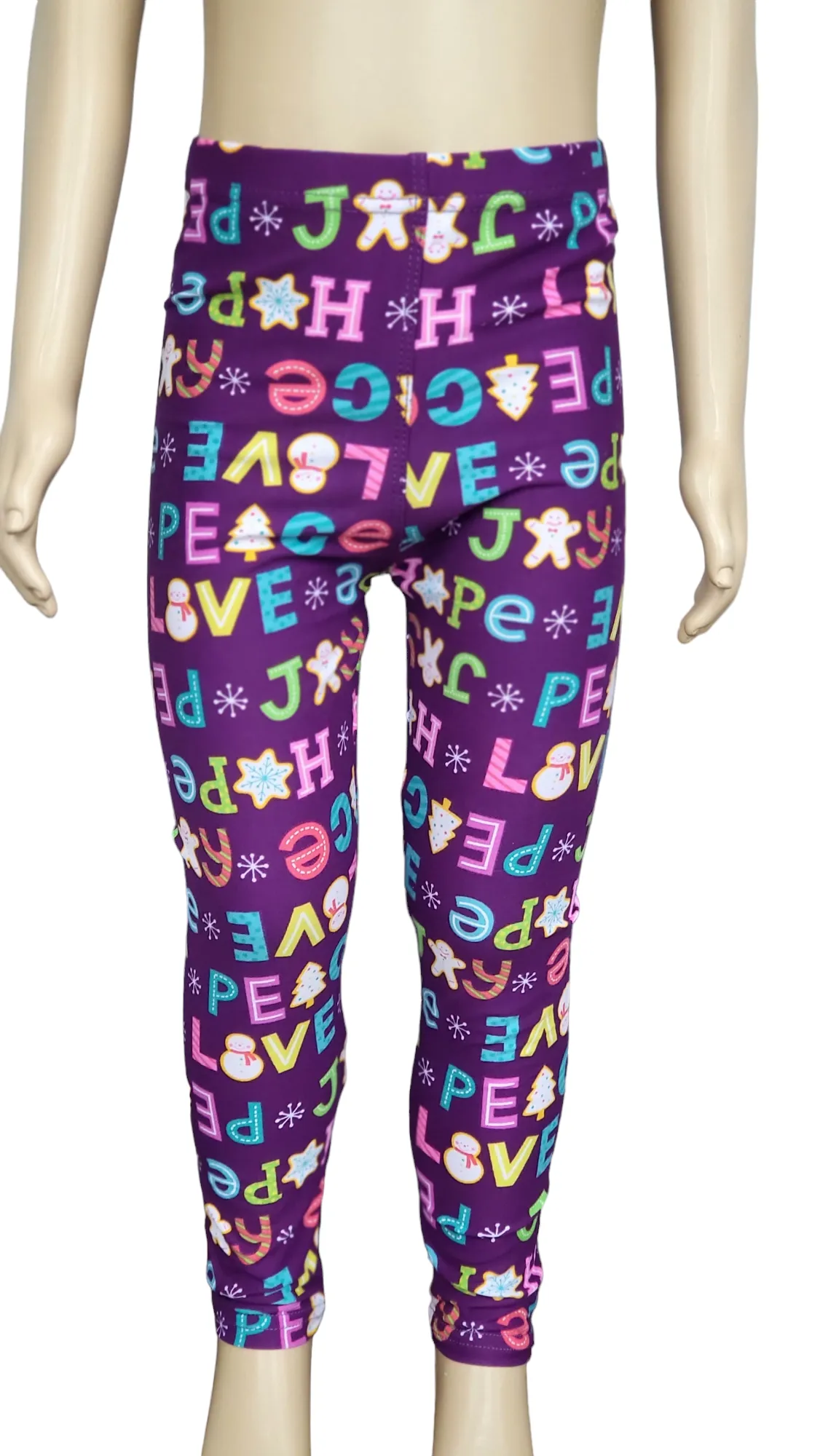 Girls Christmas Leggings"Peace Love, Joy"