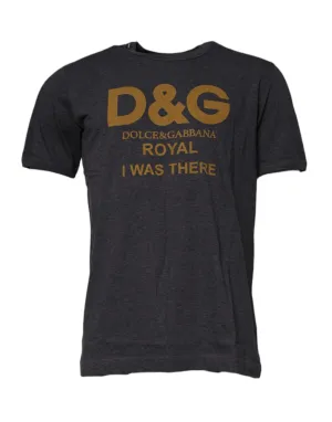 Gray Logo Print Cotton Crew Neck T-shirt
