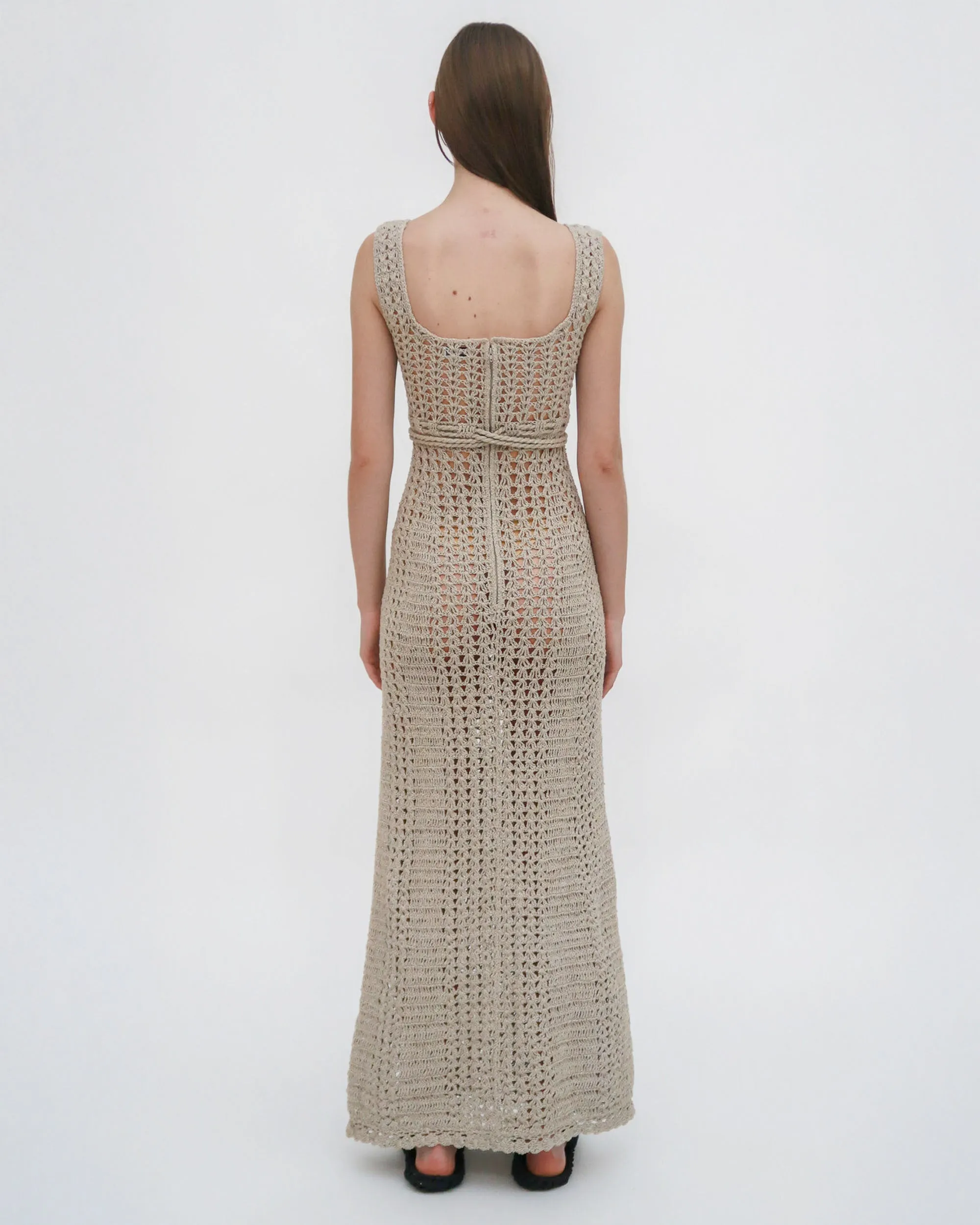 HAND CROCHET SQUARE NECK TANK DRESS