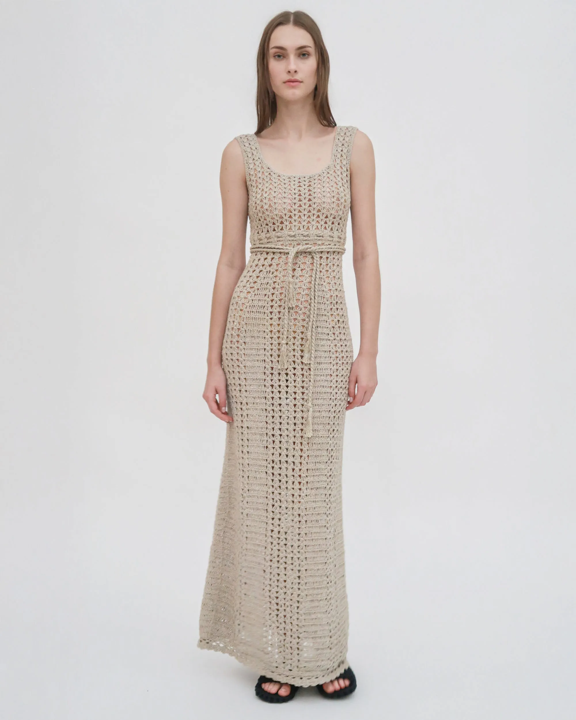 HAND CROCHET SQUARE NECK TANK DRESS