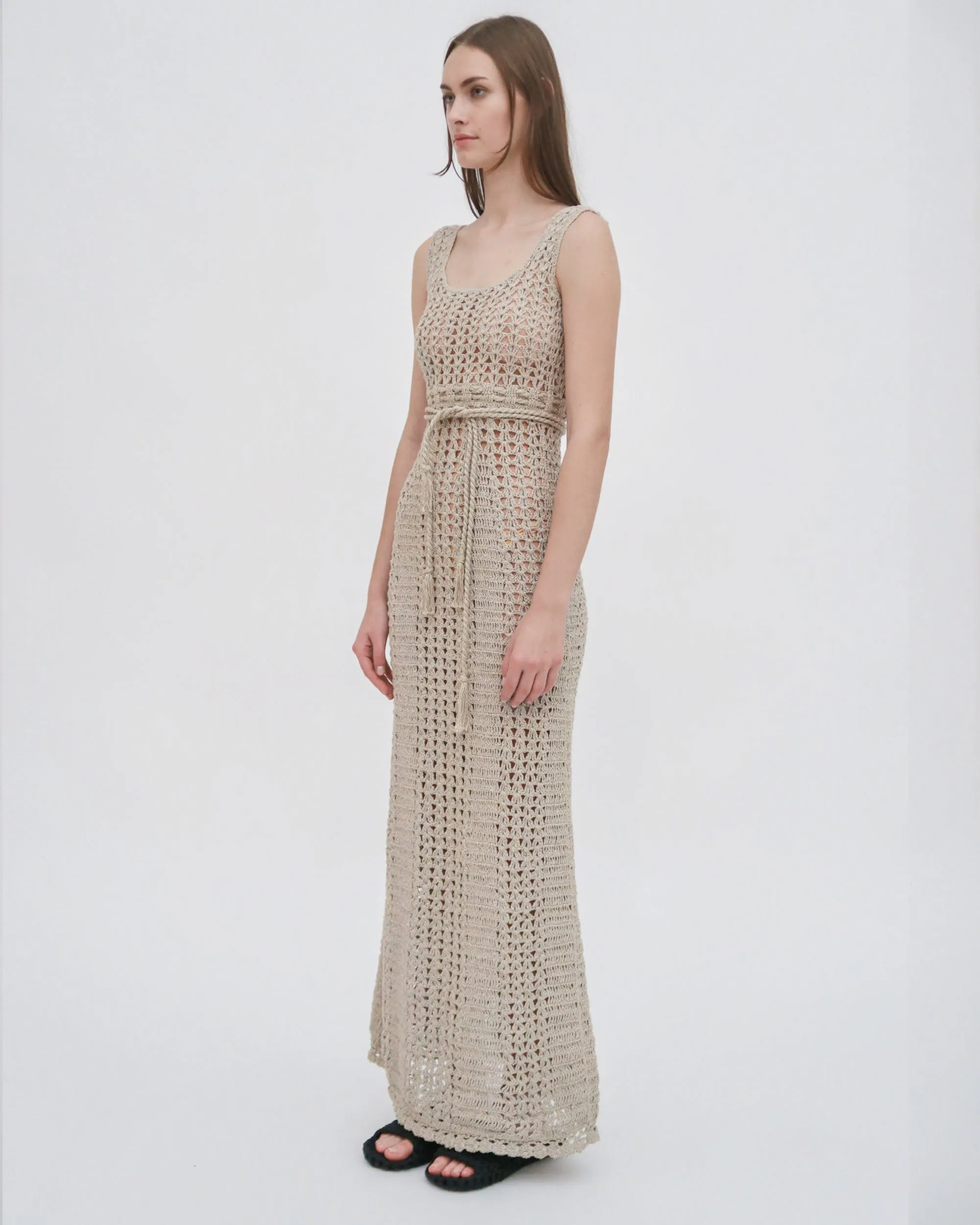 HAND CROCHET SQUARE NECK TANK DRESS