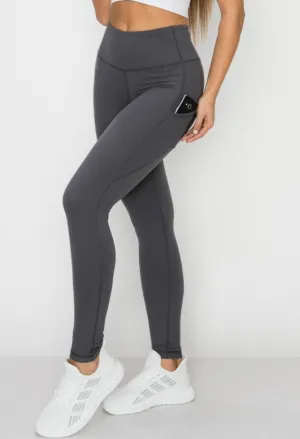 High Waist Charcoal Yoga Tights with Pockets