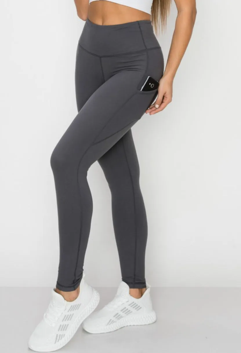 High Waist Charcoal Yoga Tights with Pockets